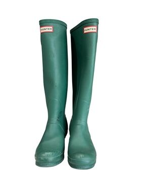 Hunter Original Tall Matte Green Wellington Rubber Rain Boots Size 8